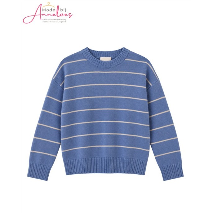 Barbara Lebek Pullover 15704062 blauw beige streep Barbara Lebek Pullover 15704062 blauw beige streep